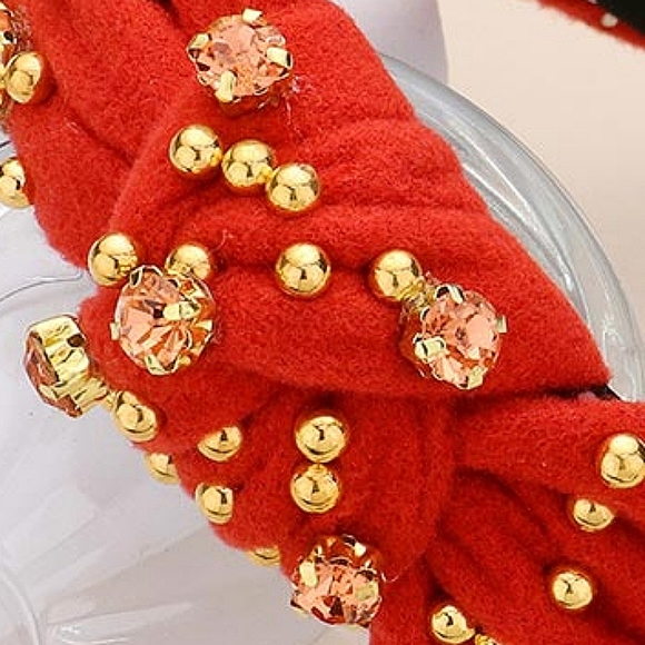 Orange Oval Crystal Ball Knot Headband Hair Bling Jewel Statement Accessory - Picture 2 of 8